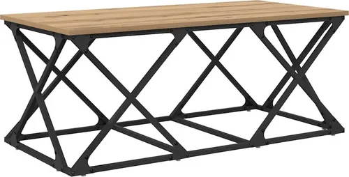 vidaXL Couchtisch Artisan-Eiche 100 x 49 x 40 cm - Stylischer Couchtisch im Industrie-Stil aus Holzwerkstoff, ideal für moderne Wohnzimmer. Mit stabilen Stahlfüßen und glatter Oberfläche ist er perfekt für gesellige Runden oder entspanntes Lesen.