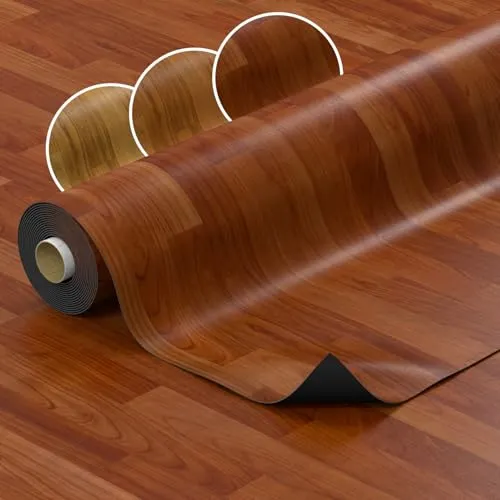 PVC Bodenbelag Vinylboden Meterware in Holzoptik Fußbodenbelag Auslegware Vinyl für Küche Wohnzimmer Badezimmer Anti-Rutsch 140cm Breite Wenge 110x140cm