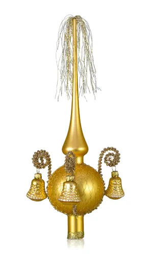 Lauschaer Glas Christbaumspitze mit Formglöckchen in gelb von Lauschaer Glas