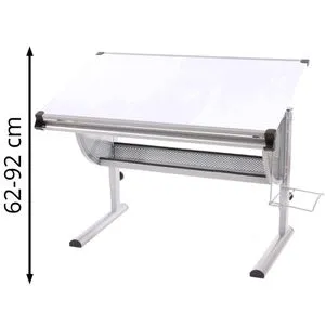 Mendler Kinderschreibtisch Oxford, höhenverstellbar und neigungsverstellbar - Höhenverstellbarer Kinderschreibtisch in Weiß mit neigbarer Tischplatte für ergonomisches Sitzen, ideal für gesundes Lernen und Arbeiten.