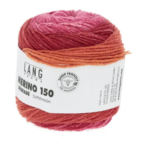 Wolle Kreativ! Lang Yarns - Merino 150 Dégradé Fb. 15 rosa orange rot 50 g