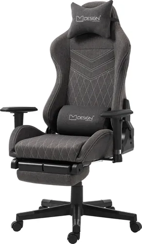 ML-Design Gamingstuhl mit Armlehne, Grau/Weiß - Ergonomischer Komfort - Bürostühle mit herausziehbarer Fußablage und verstellbarer Rückenlehne für individuelles Gaming-Vergnügen bis 150 kg. Ideal für lange Sessions und maximale Entspannung!