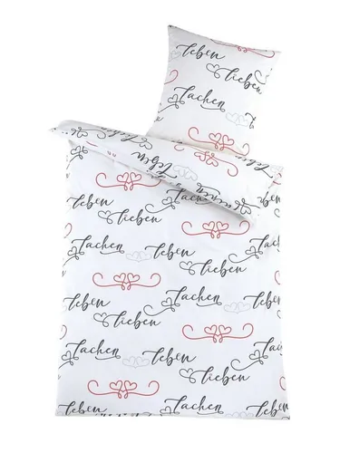 Optidream Bettwäsche Set Renforcé 135x200 Baumwolle Teresa weiß, Renforcé, 2 teilig, Sommer Geschenke Idee Frauen Männer weich sale Reißverschluss Partner