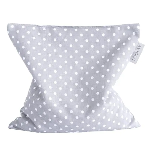LOOLAY Kirschkernkissen Mikrowelle 20x20 cm – Wärmekissen aus 100% Baumwolle – Kirschkern Kissen Ideal bei Muskelverspannungen oder Menstruationsbeschwerden (PÜNKTCHEN GRAU)