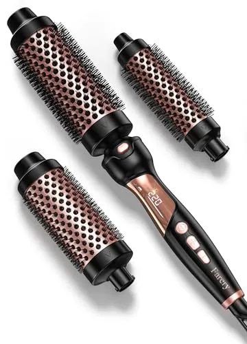 Farery Lockenstab Thermal Brush, 9 Temperaturen Heiße Bürsten für mittleres bis dickes und grobes Haar, schnell aufheizende keramische Heißbürste, austauschbare Bürstenköpfe, mit Dual-Spannung.