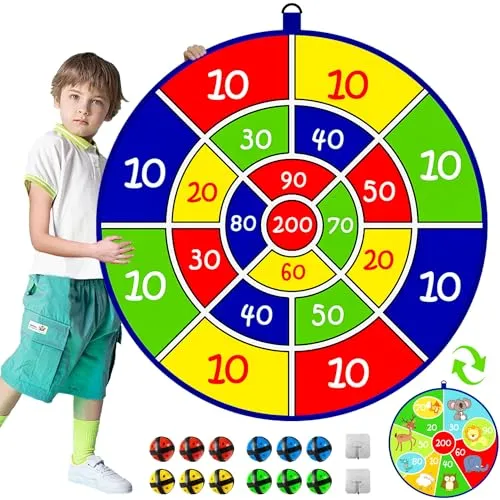 Jesitai 25.5 Inches Spiele Für Kinder Doppelseitige Dartscheibe, Outdoor Wurfspiel,Garten Spielzeug,Geeignet Für 3 4 5 6 7 8 9 10 11 12 jährige Jungen und Mädchen Geschenk(65cm)