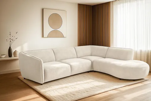 Home affaire Ecksofa OSTRUP Rundsofa, L-Form, Naturtöne, Boucle oder Chenille, Breite 273 cm, organische Form mit sanften Rundungen