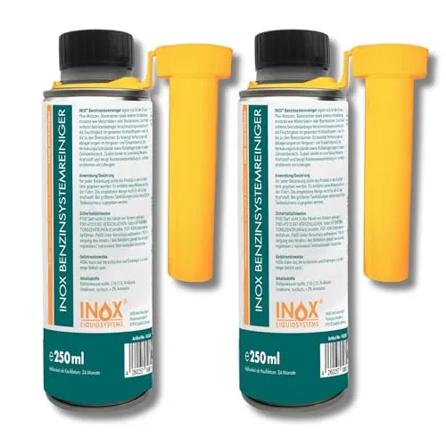 INOX Benzinsystemreiniger 2 x 250ml – Additiv für Benzinmotoren, reinigt Einspritzung & Vergaser, bindet Feuchtigkeit, für Pkw, Motorrad & Boot