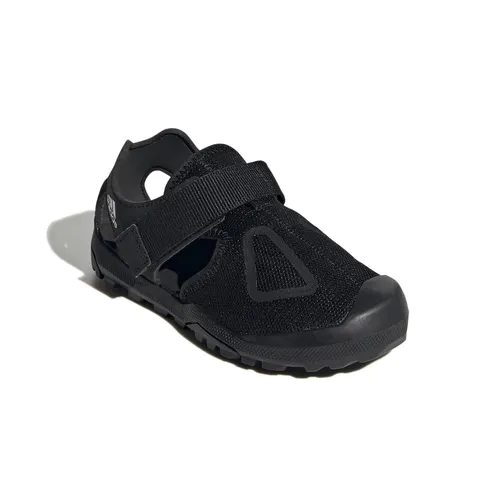 adidas Sandale Captain Toey schwarz Kinder - Leichte Sommer-Sandale mit optimalem Grip - Wanderschuhe für Kinder, atmungsaktiv und schnell trocknend, ideal für Abenteuer im Freien mit dämpfender Einlegesohle und kinderfreundlichen Klettverschlüssen.