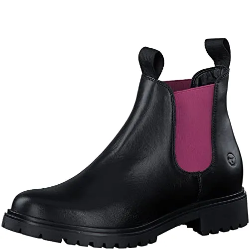 Tamaris Damen Stiefelette 1-25070-41 - Modischer Chelsea Boot in Pink - Wanderschuhe mit farbigen Stretcheinsätzen und TOUCH-IT Fußbett für optimalen Tragekomfort. Ideal für trendige Outfits und lange Spaziergänge.