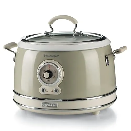 Ariete Multikocher 2904CR - 650 W, 3 l Schüssel, stilvolles Vintage-Design mit 5 Kochfunktionen für gesunde Ernährung