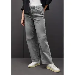 Street One Damen Wide Leg Jeans 3716500 - Stylische Wide Leg Jeans im Loose Fit mit High Waist in Light Grey, ideal für trendbewusste Frauen. Bequeme 5-Pocket-Style und vielseitig kombinierbar.