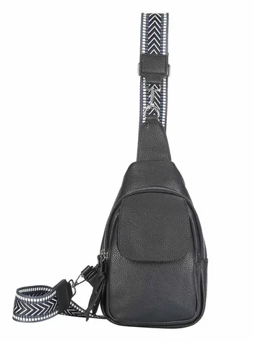 ITALYSHOP24 Schultertasche Damen CrossOver Body bag Sling Brusttasche Umhängetasche Leder Optik (Spar-Set Crossover mit Brustgurt, Brustgurt Schultergurt mit verschiedenen Muster, austauschbar), Rucksack, langes Riemen, leicht, viele Fächer, RV-Fach Rückseite