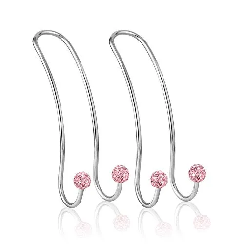 Soleebee 2 Stück Auto Rücksitz Kopfstütze Haken Kleiderbügel Organizerhaken, Bling Multifunktionale Kopfstützenhalterung Autohaken, Universal Langlebige Autositz Haken für SUV LKW Fahrzeug (Rosa)