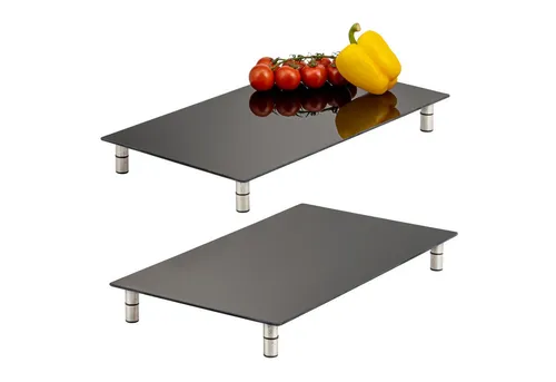 bremermann Herdabdeckplatte 2er Set - Sicherheitsglas, flexibel einstellbar - Arbeits- & Kochplattenabdeckung, schützt vor Kratzern und Verschmutzungen, hygienische Oberfläche aus Sicherheitsglas, multifunktional als Schneidebrett oder Servierplatte einsetzbar.