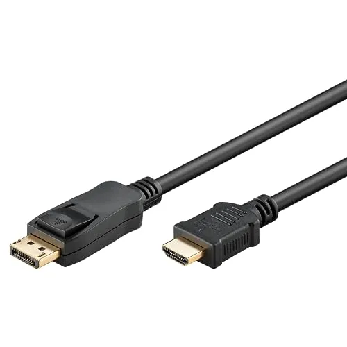goobay DisplayPort 1.2 auf HDMI 1.4 Adapterkabel, 5 m, max. 4K (30 Hz), Plug & Play, vergoldete Kontakte, Aluminium-Schirmung, für TV, PC, Laptop, Projektor, Monitor, schwarz - 64838