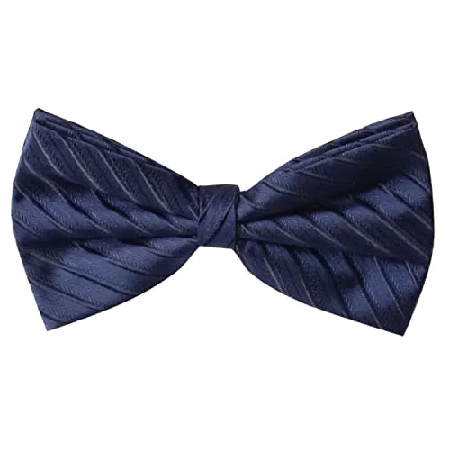 Fabio Farini - Gestreifte Fliege Herren vorgebunden & verstellbar, Querbinder für feierliche Anlässe, klassische Schleife Blau Dunkelblau