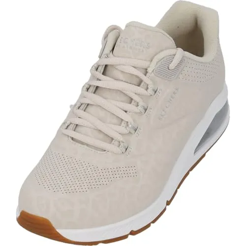 Skechers UNO Damen UNO 5.1 cm-Kat-Neato Sneaker, gebrochenes Weiß, tonaler Leopardenmuster, Durabuck/Mesh, 42 EU