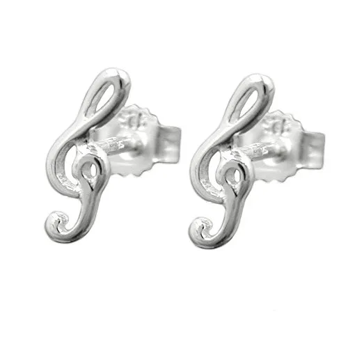 Schmuck Ohrschmuck Ohrringe Ohrstecker Notenschl?ssel aus 925 Silber 9 x 3 mm