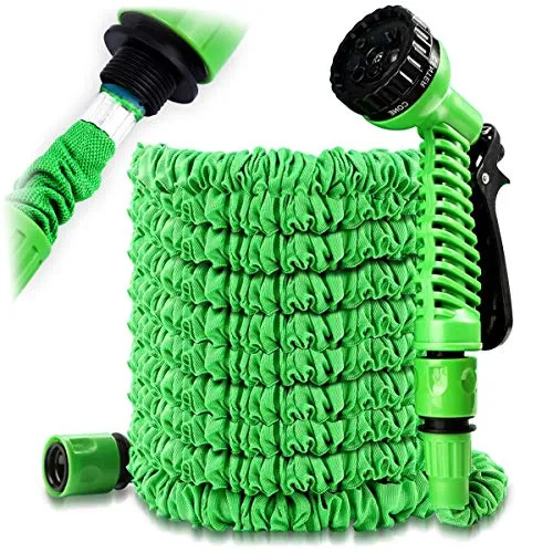 Schlauch Gartenschlauch Flexibel Dehnbarer Wasserschlauch 7,5m 25ft 15m 50ft 22,5m 75ft 30m 100ft 37,5m 125ft 45m 150ft 60m 200ft 75m 250ft Flexibel Bewässerung, Farbe:Grün, Größe:7.5m