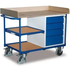 VARIOfit Werkstattwagen sw-600.612 - 400kg Tragkraft, 2 Ablagen & 4 Schübe - Werkstattwagen mit 400kg Tragkraft, ideal für professionelle Werkstätten. Ausgestattet mit robusten Schubladen, EasySTOP-Bremse und zentralem Schloss für maximale Sicherheit.
