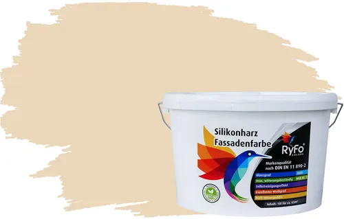 RyFo Colors Silikonharz Fassadenfarbe in Cottonbeige, 1 L - Wasserabweisende und UV-beständige Fassadenfarbe für außen, ideal für Neubau und Renovierung. Ergiebigkeit von ca. 6 m² pro Liter, hochdeckend und einfach zu verarbeiten.