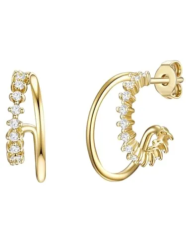 Glanzstücke München Damen Creolen 925/- Sterling Silber gelbvergoldet - Ohrringe für Damen, elegantes Design mit 18 Karat Zirkonia, perfekt kombinierbar für jeden Anlass von Casual bis festlich.