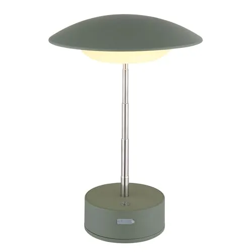 Tischleuchte Tischlampe Touchdimmer Akku höhenverstellbar Nachttischlampe grün LED, 1W warmweiß, DxH 18x26 cm