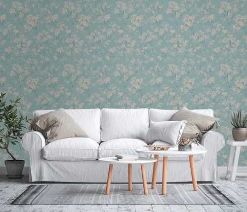 A.S. Création Vliestapete Casual Living Blümchen-Tapete Mustertapete Floral Blumen, strukturiert, matt, (1 St), Vliestapete Blumentapete für Schlafzimmer Küche Wohnzimmer Blümchen