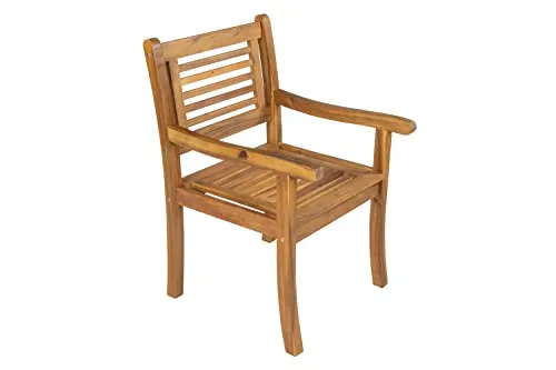 SAM Gartensessel Cordoba aus massivem Akazienholz - Hochwertiger Essstuhl für Balkon, Terrasse oder Garten – pflegeleicht, robust und bequem mit breiter Sitzfläche und Armlehnen für hohen Sitzkomfort.
