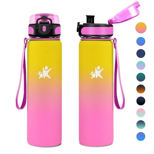 KollyKolla Thermoskanne 1L, Trinkflasche Kalt&Warm, Trinkflasche Edelstahl BPA-Frei, Doppelwandisolierung, Isolierflasche für Kohlensäurehaltige Getränke, für Fitness, Wandern, Camping