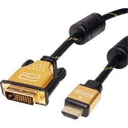 ROLINE 11045895 - HDMI zu DVI-D Kabel 10m, 4K@30Hz - HDMI zu DVI Kabel in ROLINE GOLD-Qualität, ideal für exzellente 4K Bildschirmübertragungen. Robustes Nylongeflecht und vergoldete Kontakte sorgen für optimale Signalübertragung und Langlebigkeit.