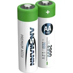 ANSMANN NiMH Akku Mignon AA Typ 2900 (min. 2650 mAh) 2er Papierblister - Zuverlässige NiMH Akkus im 2er Blister, ideal für den täglichen Einsatz. Hohe Kapazität von 2650 mAh, temperaturbeständig von -20°C bis +50°C. Perfekt für viele Geräte.