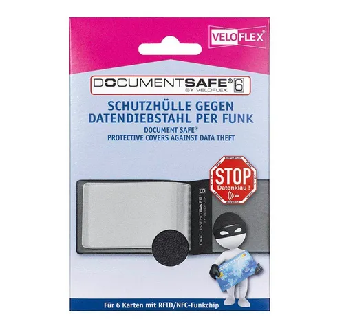 VELOFLEX Kreditkartenhülle Document Safe schwarz - Sonstige Hüllen für 6 Kreditkarten, schützt vor Abnutzung und bietet praktischen Zugriff durch seitliche Öffnung.