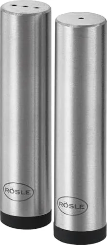 RÖSLE Salz- und Pfefferset FLEXX 2GO, Edelstahl mit Silkonverschluss und Silikonhalter, silberfarben/schwarz