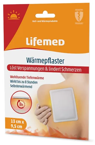 Lifemed Wärmepflaster 9,5 cm x 13 cm, 2er Pack - Selbstwärmend - Lifemed Wärmepflaster im praktischen 2er Pack, selbstwärmend für bis zu 8 Stunden. Ideal zur Entspannung und Unterstützung der Pflege bei Verspannungen und Muskelverspannungen.