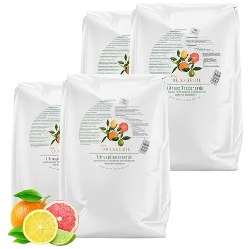 Meine Orangerie Zitruserde - Spezialerde für mediterrane Pflanzen (40 Liter) - 🌱 OPTIMALE WASSERREGULIERUNG - Ideal für Zitrus- und Olivenbäume, sorgt für die perfekte Feuchtigkeit. 🌱 LÜFTENDE STRUKTUR - Fördert die Wurzelbildung durch Holzfasern. 🌱 LANGFRISTIGE STABILITÄT - Spezielle Rezeptur mit reduziertem Torfanteil für gesunde Pflanzen.