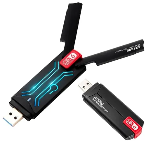 Reagle USB-A WiFi 6 Adapter AX1800 Mbps, Dual-Band 2,4GHz/5GHz, 2x 5dBi Antennen, Kompatibel mit Windows 7/8/10/11, MU-MIMO Technologie, Plug & Play, Hochgeschwindigkeits-Netzwerkkarte für Laptop & PC