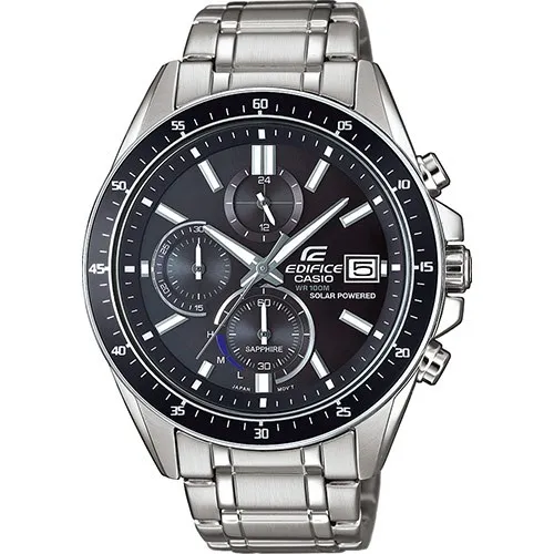 CASIO Edifice EFS-S510D-1AVUEF Chronograph - Herren Armbanduhr mit Edelstahlgehäuse und Saphirglas, solarbetrieben, wasserdicht bis 100 m, ideal für aktive Lebensstile.