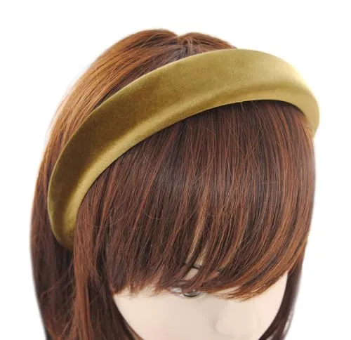 axy Gepolsterter Haarreif aus Samt Damen Breiter Stirnband Haarschmuck Haarreifen Hairband HRK10B (Gold)