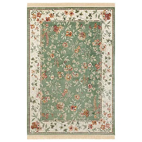 Nouristan Naveh Orient Teppich – Vintage Kurzflor mit Fransen, 95x140cm - Teppich für Wohnzimmer, Esszimmer und Schlafzimmer, hergestellt in Belgien aus 60% Viskose und 40% Baumwolle. Ideal für Fußbodenheizung und pflegeleicht, bringt orientalisches Flair in Ihr Zuhause!