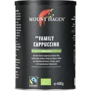 Mount-Hagen Kaffee Family Cappuccino, BIO, löslicher Kaffee mit Milch und Kakao, fairtrade, 400 g