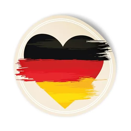 itenga 24x Sticker Aufkleber DEUTSCHLAND rund 4cm aus Papier I Scrapbooking I selbstklebend I Deko-Sticker für Mottoparty, Geschenke, DIY, Basteln I Aufkleber im Herz-Design in deutscher Flagge