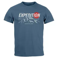 Neverless Print-Shirt Herren T-Shirt Outdoor Berge Wandern Naturliebhaber Expedition mit Print blau M