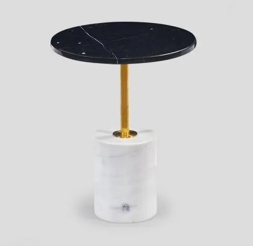 Schwarzer Runder Beistelltisch aus Marmor – Eleganter Couchtisch für Ihr Wohnzimmer