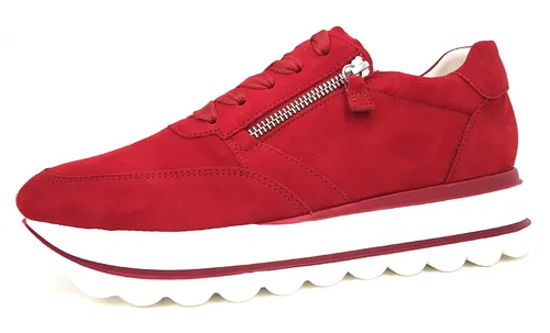 Gabor Sneaker Schnürschuh in Rot - Sportlicher Damen-Sneaker von Gabor im fröhlichen Rot, ideal für Freizeitoutfits. Mit Best Fitting Ausstattung und herausnehmbarer Lederdecksohle für hohen Tragekomfort und ein angenehmes Laufgefühl.