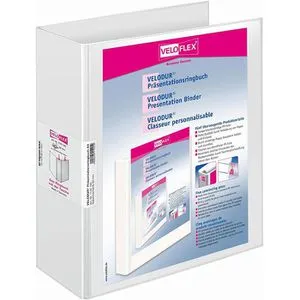 VELOFLEX VELODUR Präsentationsordner - weiß, Kunststoff, 8,5 cm DIN A4, langlebige Hebelmechanik und austauschbares Rückenschild für optimale Organisation