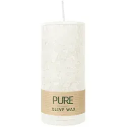 PURE OLIVE WAX, Natural, vegane Stumpenkerze, WENZEL, 130/60 mm, Brenndauer ca. 40h