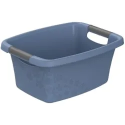 Rotho Kunststoff AG Rotho Wäschewanne FLOWERS, 12 Liter, Wäschekorb, Maße: 395 x 294 x 175 mm, Farbe: schwarz / blau 1751106161