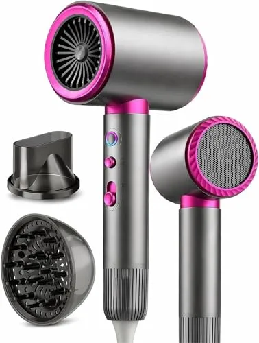 DMTIVMG 2200W Ionen-Haartrockner mit Diffusor Konzentrator Reiseföhn | 3 Temperaturen, 2 Geschwindigkeiten, schnelles Trocknen, ergonomisches Design für Zuhause, Urlaub und Geschäftsreisen